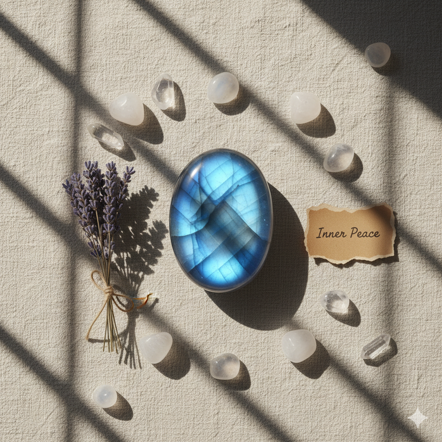 High-quality Natural Moonstone gemstone radiating luminous white calming energy