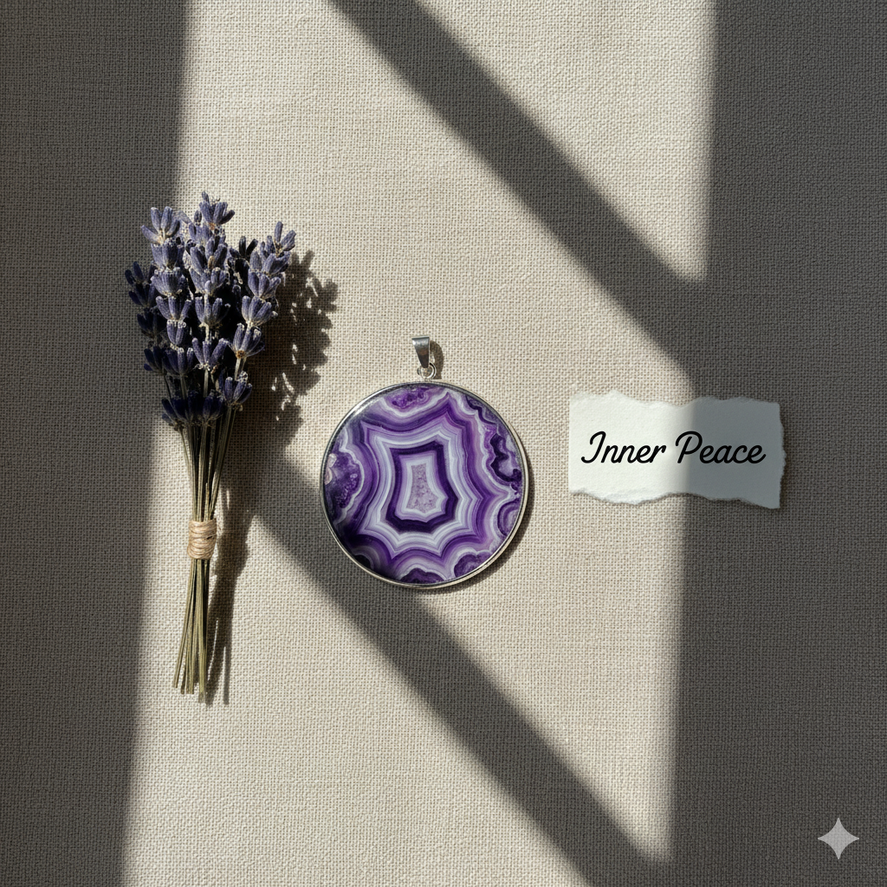 High-quality Natural Amethyst coin pendant perfect for meditation and healing