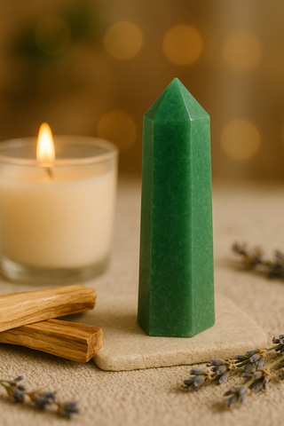 Certified Green Aventurine crystal tower perfect for manifestation and success