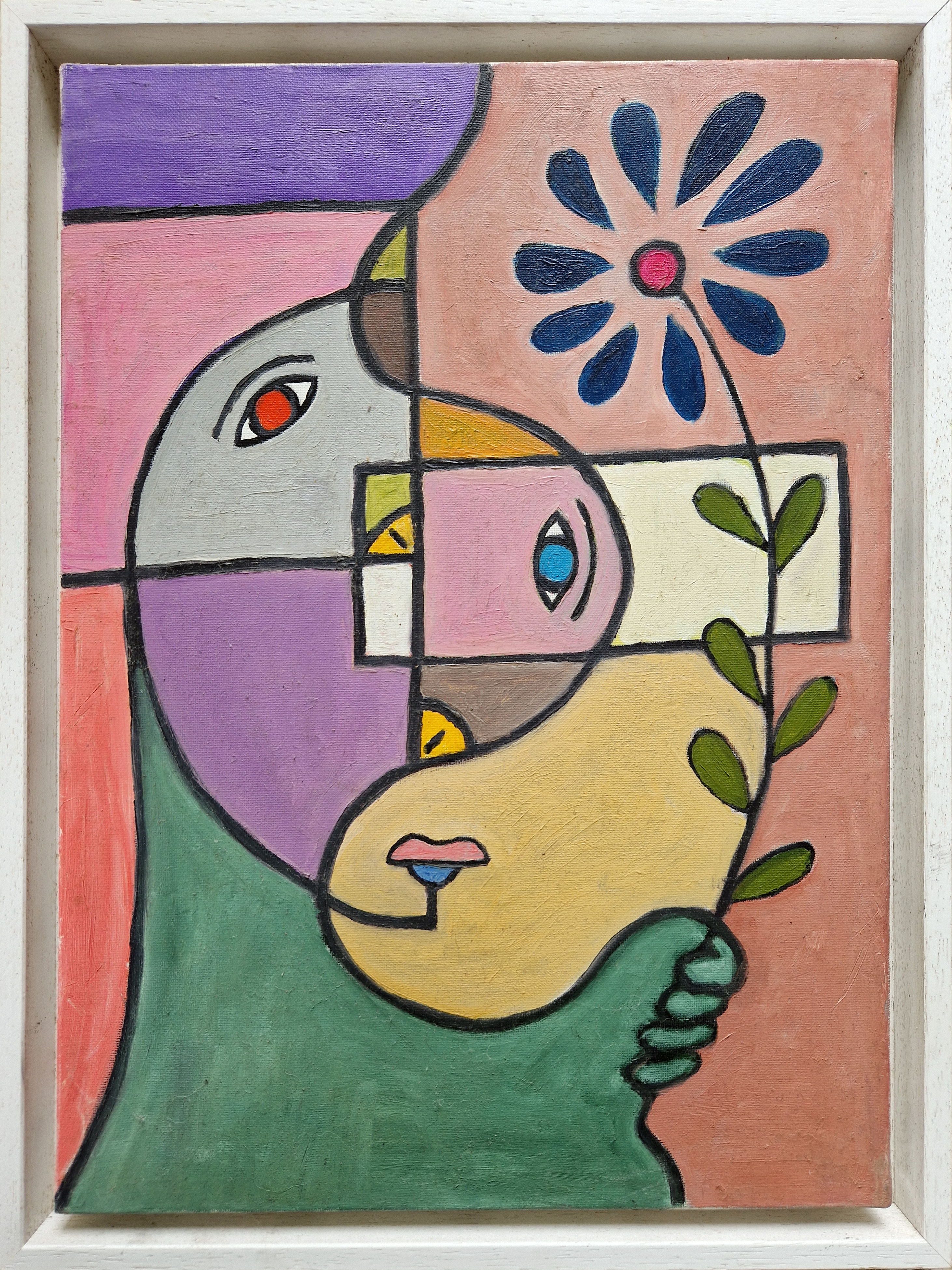 L'homme oiseau portant une fleur couleur douce