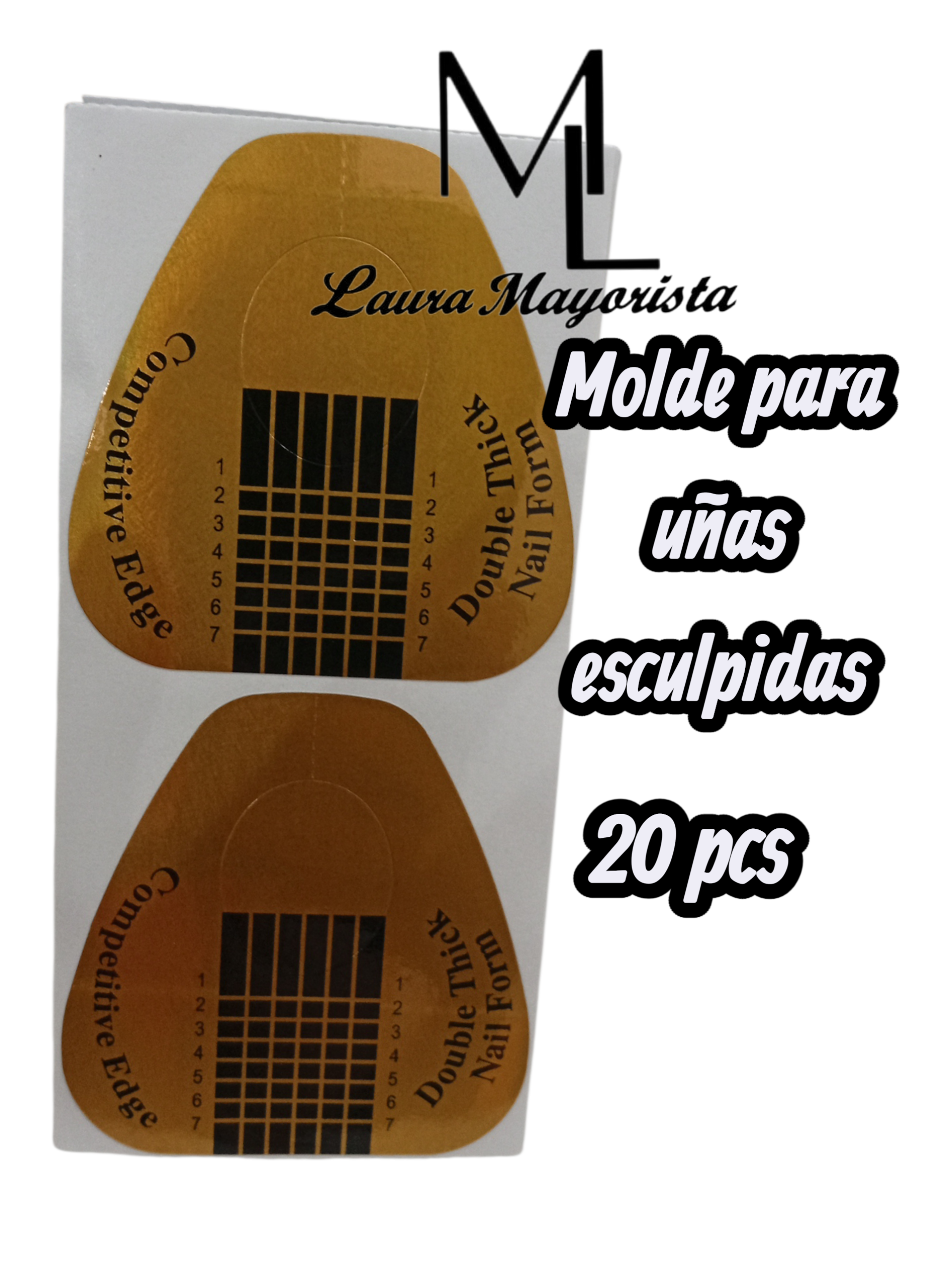 X12 BOLSAS Molde dorado para uñas esculpidas 20 PCS