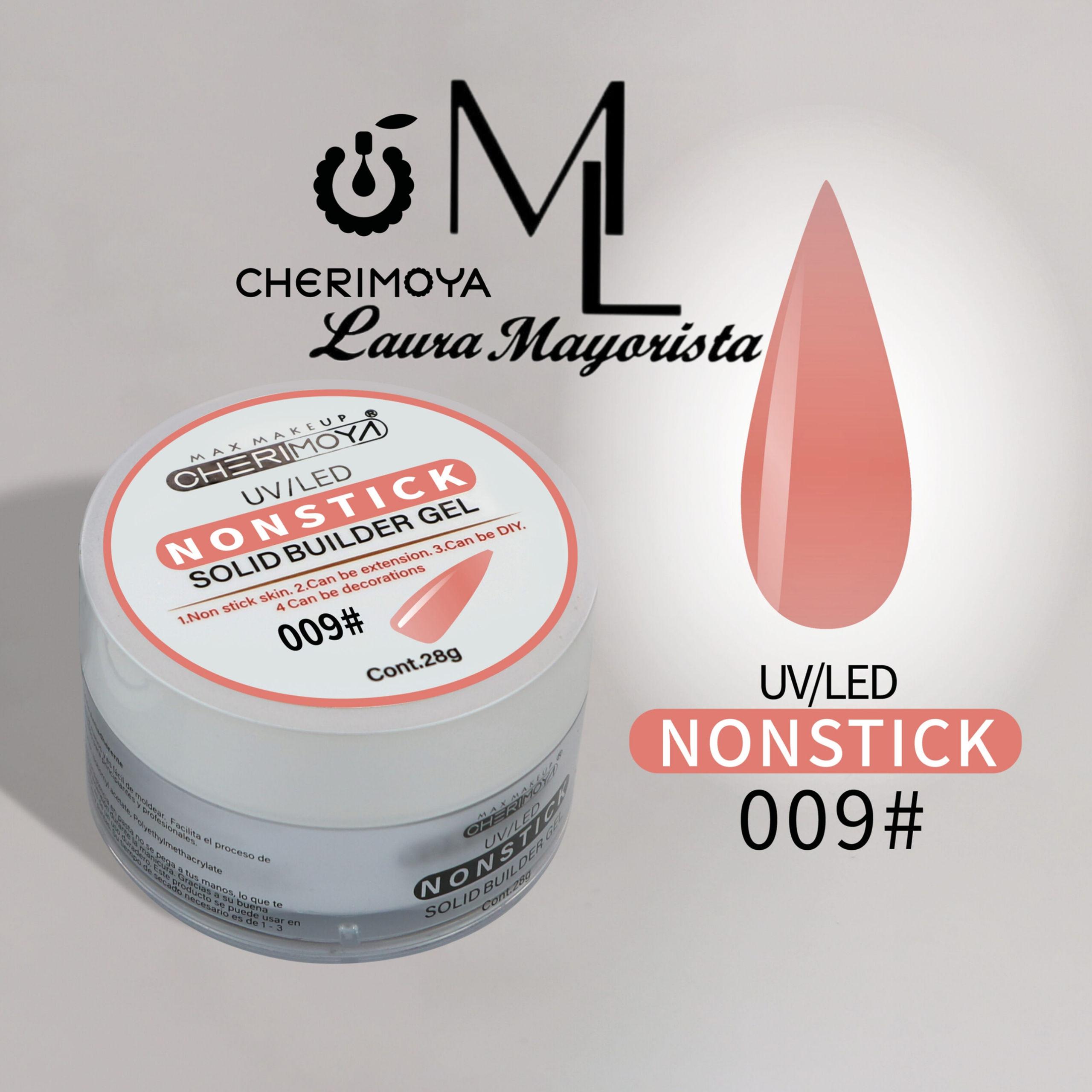 X UNIDAD Solid builder gel N°009 CHERIMOYA