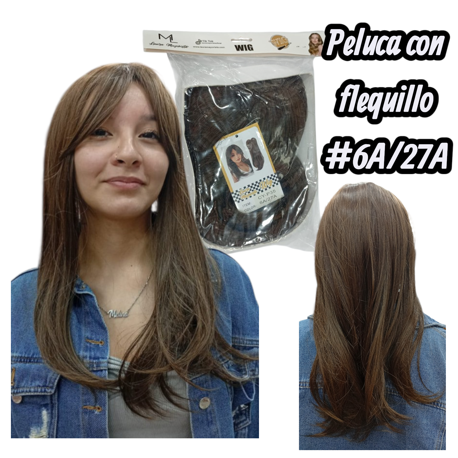 X10 UNIDADES Peluca con flequillo CY-P35 #6A/27A