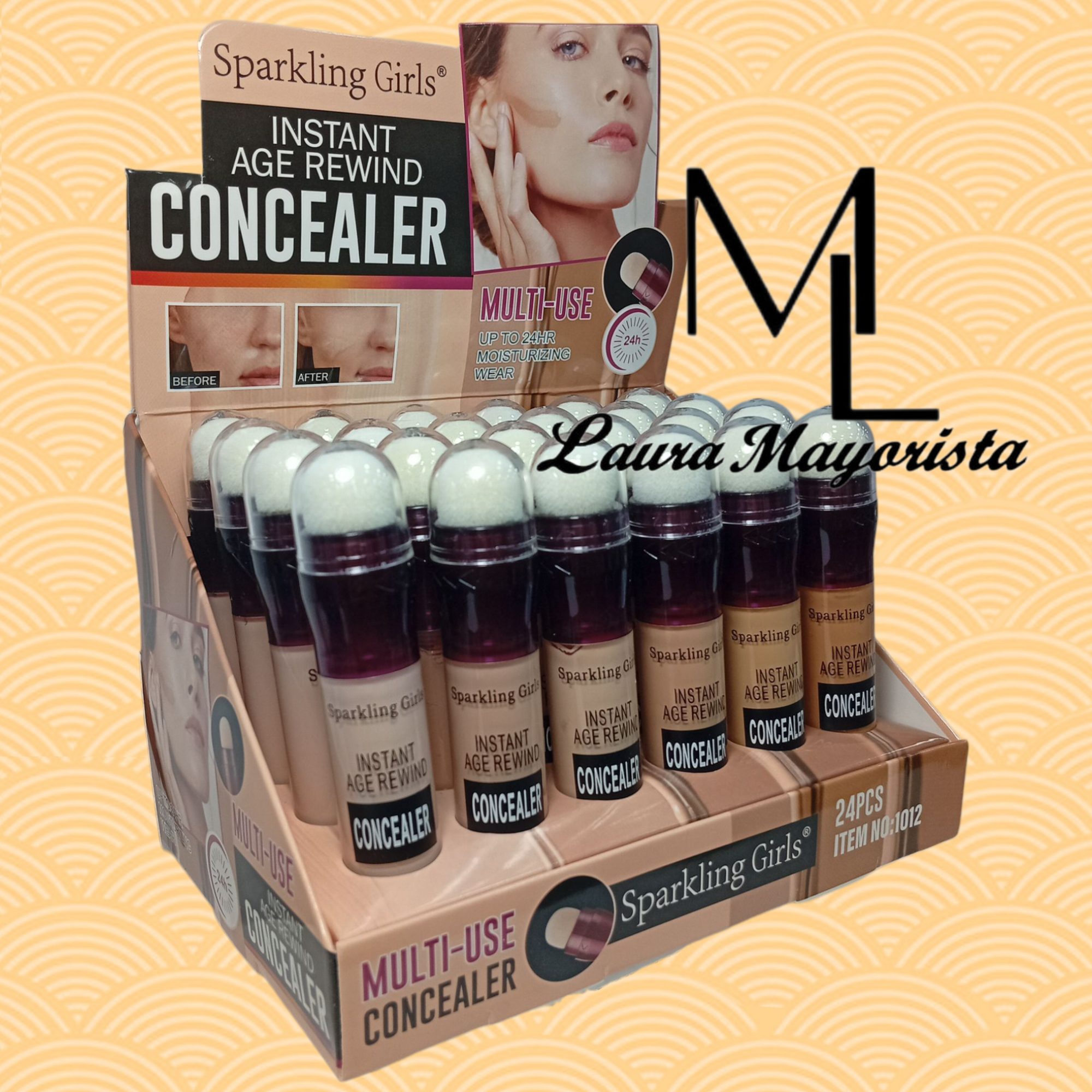 X24 UNIDADES Corrector liquido con esponja 24 HRS SPARKLING GIRLS® N°1012