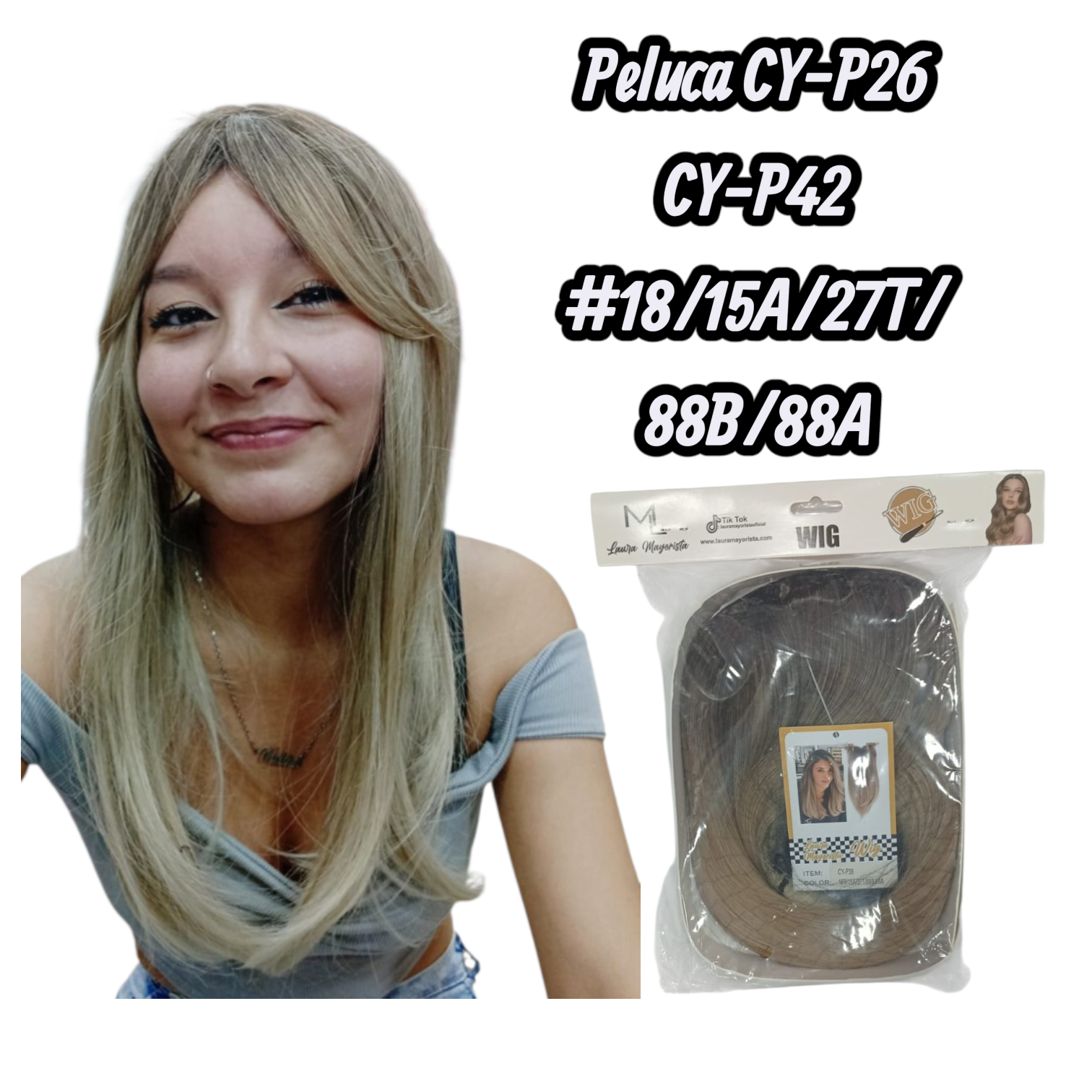 X10 UNIDADES Peluca con flequillo CY-P42 #18/15A/27T/88B/88A