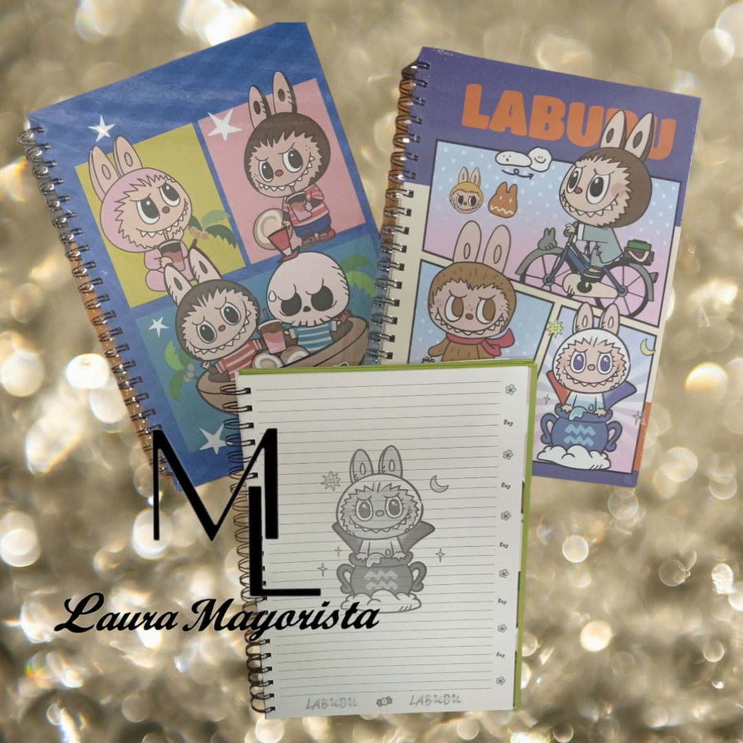 X UNIDAD Cuaderno anillado grande N°4 LABUBU 