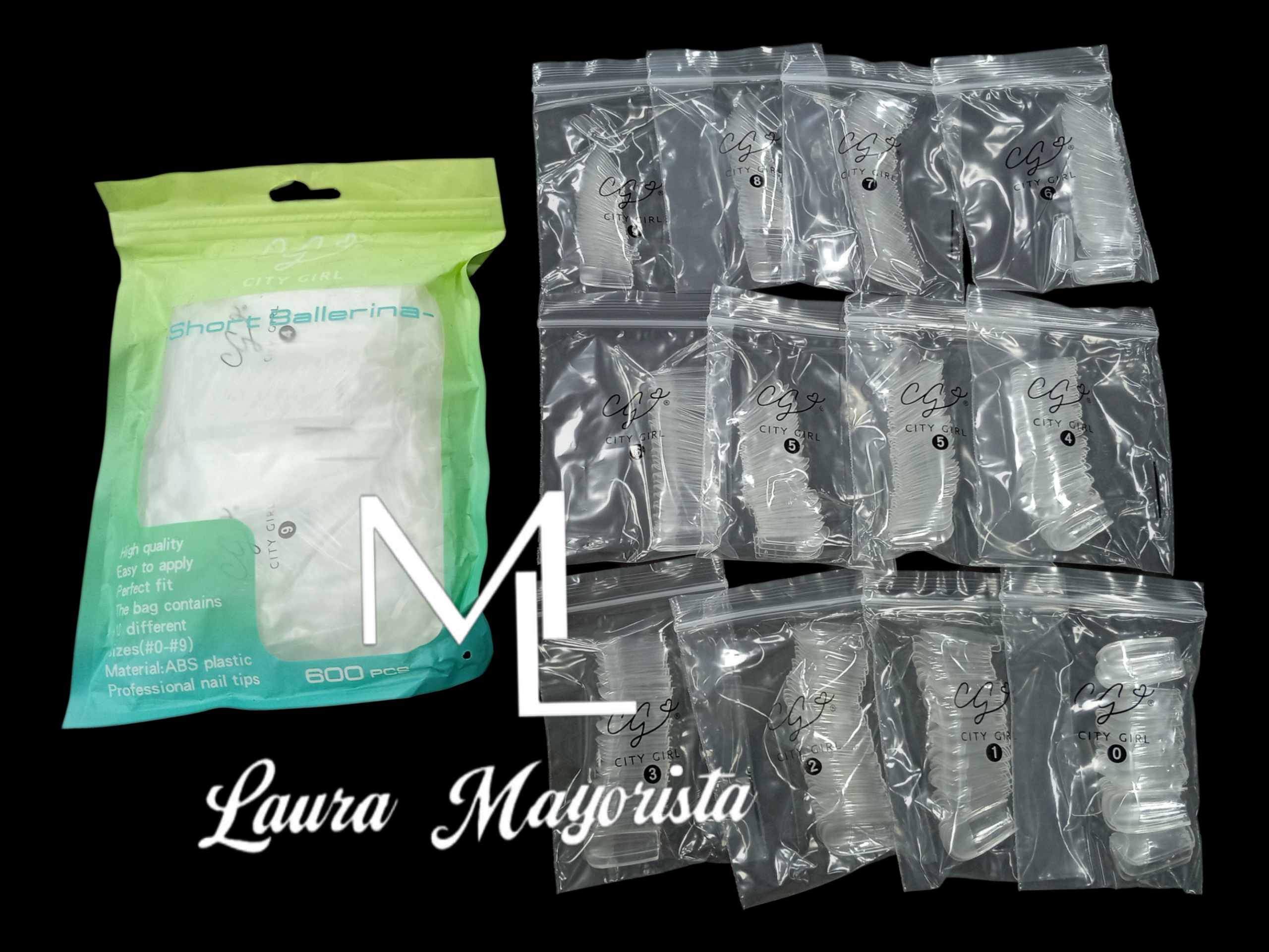 X10 Tips Soft Gel Short Ballerina 600 pcs CITY GIRL