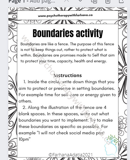 Curating your Boundaries Activity