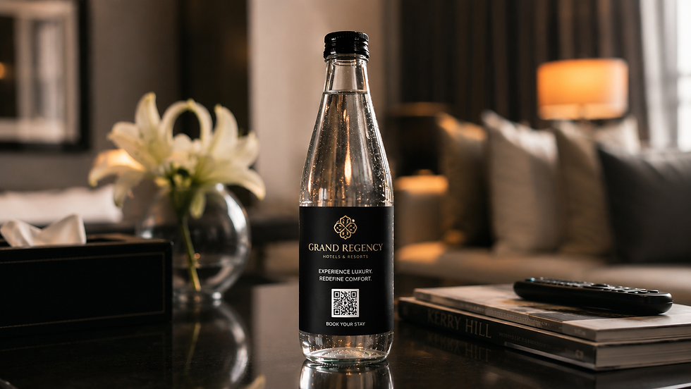 hydrobillboard bottle with hotel ad