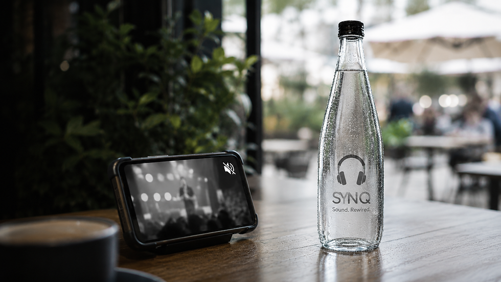 hydrobillboard bottle with headphone ad label