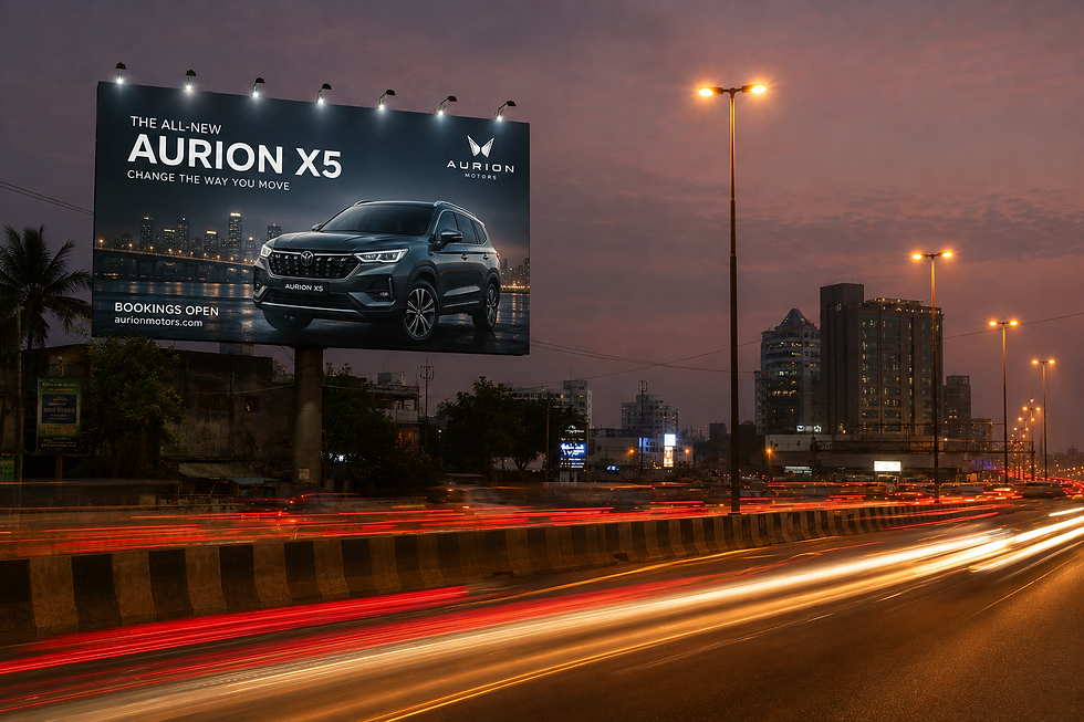 car launch billboard beside road