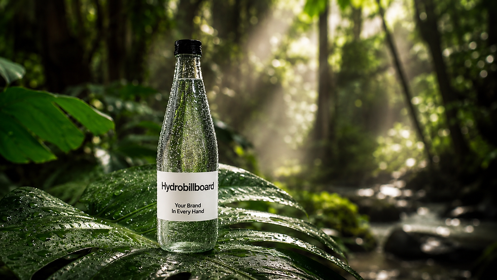 hydrobillboard bottle on leaf