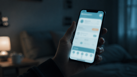 hospital ad on smartphone blurred