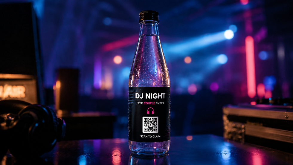 hydrobillboard bottle with dj night offer ad