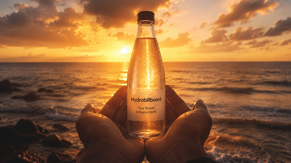 hydrobillboard bottle in hand