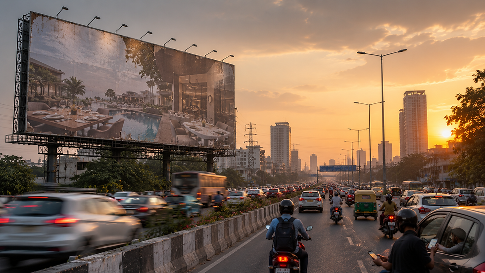 hotel ad billboard beside road