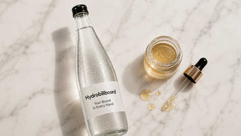 hydrobillboard bottle with cosmetic product