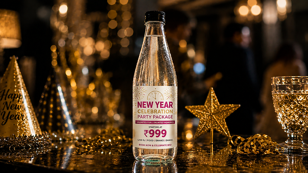 hydrobillboard bottle with new year celebration ad label