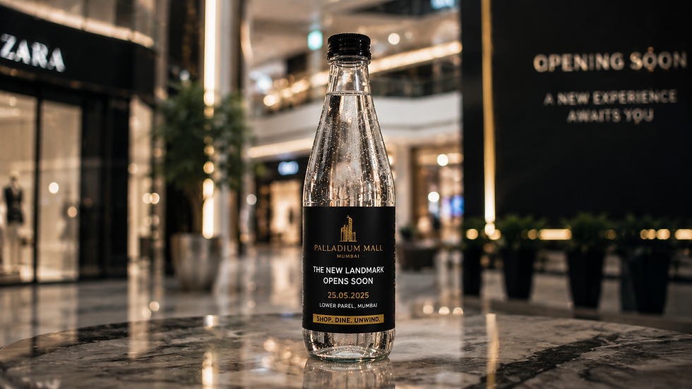 hydrobillboard bottle with mall ad