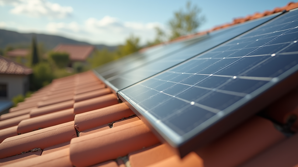 Close-up view of solar panels installed on a tile roof in Arizona