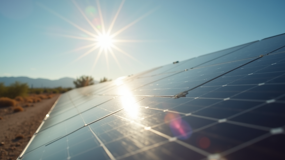 Close-up view of clean solar panels shining under Arizona sun