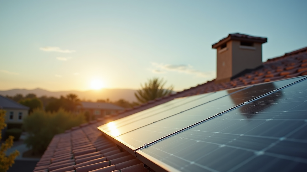 Eye-level view of solar panel bird mesh installed on a residential roof in Arizona