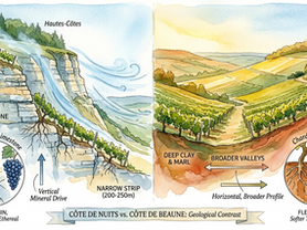 Geological Contrast between the Côte de Nuits and Côte de Beaune