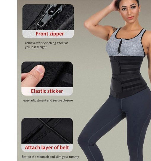 Thumbnail: Double Belt Black Latex Waist Trainer for Weight Loss