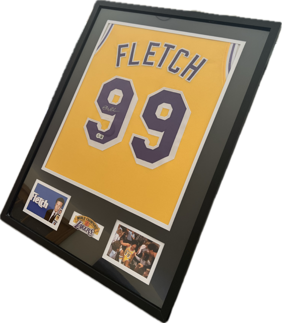 Thumbnail: Chevy Chase Autographed 32x24 Framed "Fletch" Lakers Jersey - Beckett Certified