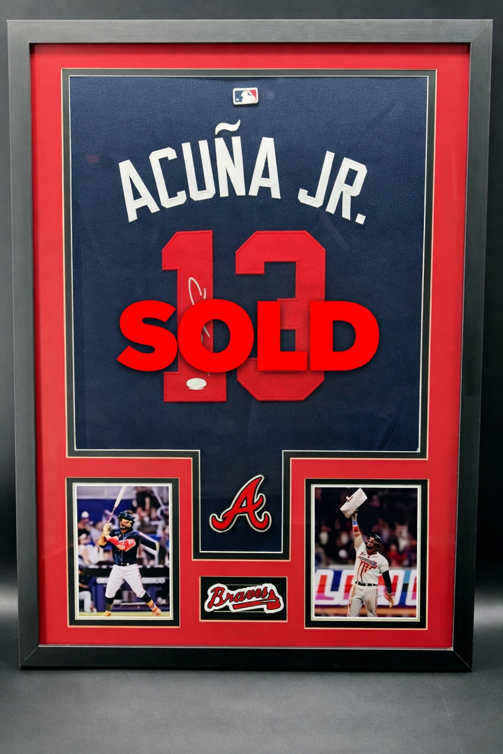 Ronald Acuna Jr Autographed 32x24 Framed Jersey - JSA Certified