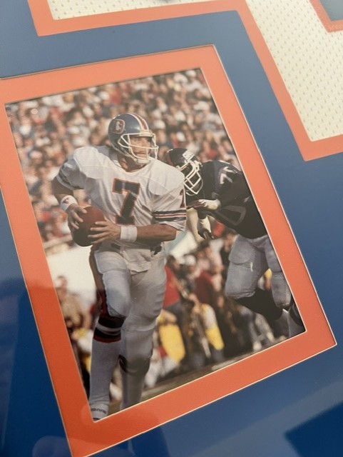 Thumbnail: John Elway Autographed Throwback 32x24 Framed Broncos Jersey - Beckett COA