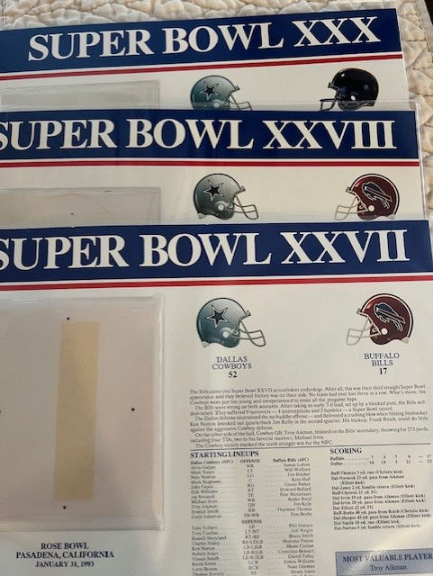 Thumbnail: Troy Aikman Autographed 33x25 Framed Nike Cowboys Jersey w3 SB Patches - Beckett