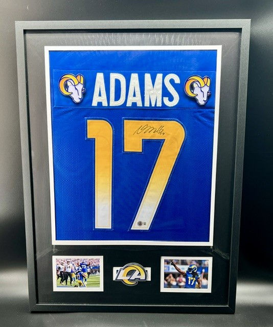 Davante Adams Autographed 33x25 Framed Rams Jersey 3D Logos - Beckett Certified