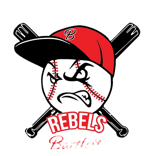 Angry baseball mascot: Bartlett Rebels logo