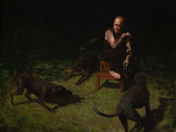 Study for Le Penseur, 2022, oil on aluminium, 60 x 80cm, unframed, $1950