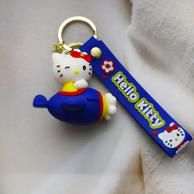 Thumbnail: Cute Hello Kitty 3D keychain in a blue airplane with a matching strap.