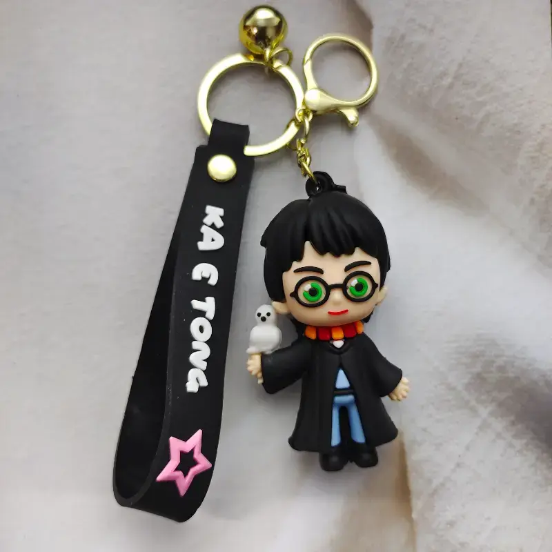 Harry Potter 3D keychain in black uniform with Hedwig, premium quality rubber
