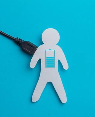 Human nutrition. The charge of a person on turquoise background. Replenishment of energy.