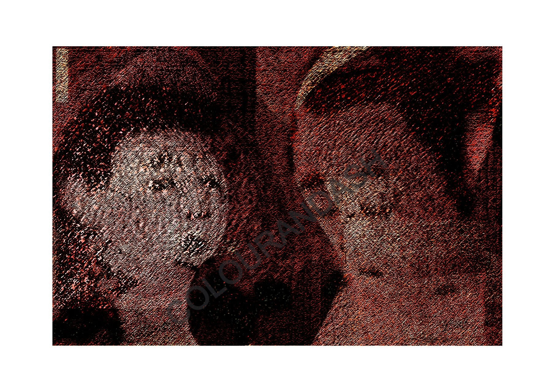 Art work - limited edition A4 print - Hard Times . In the image are two heads together - expressionistic