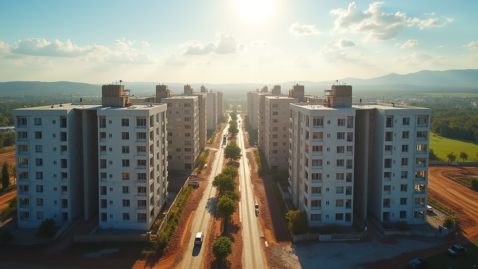 Vista aérea de un complejo residencial en desarrollo