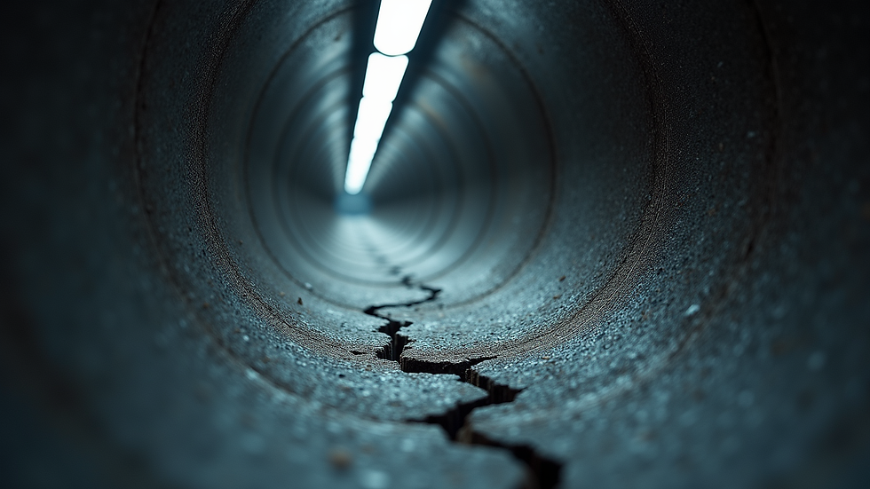 High angle view of sewer pipe with visible cracks