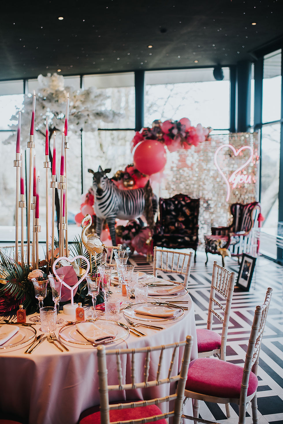 Thumbnail: Gold 10 arm candelabra with glass covers