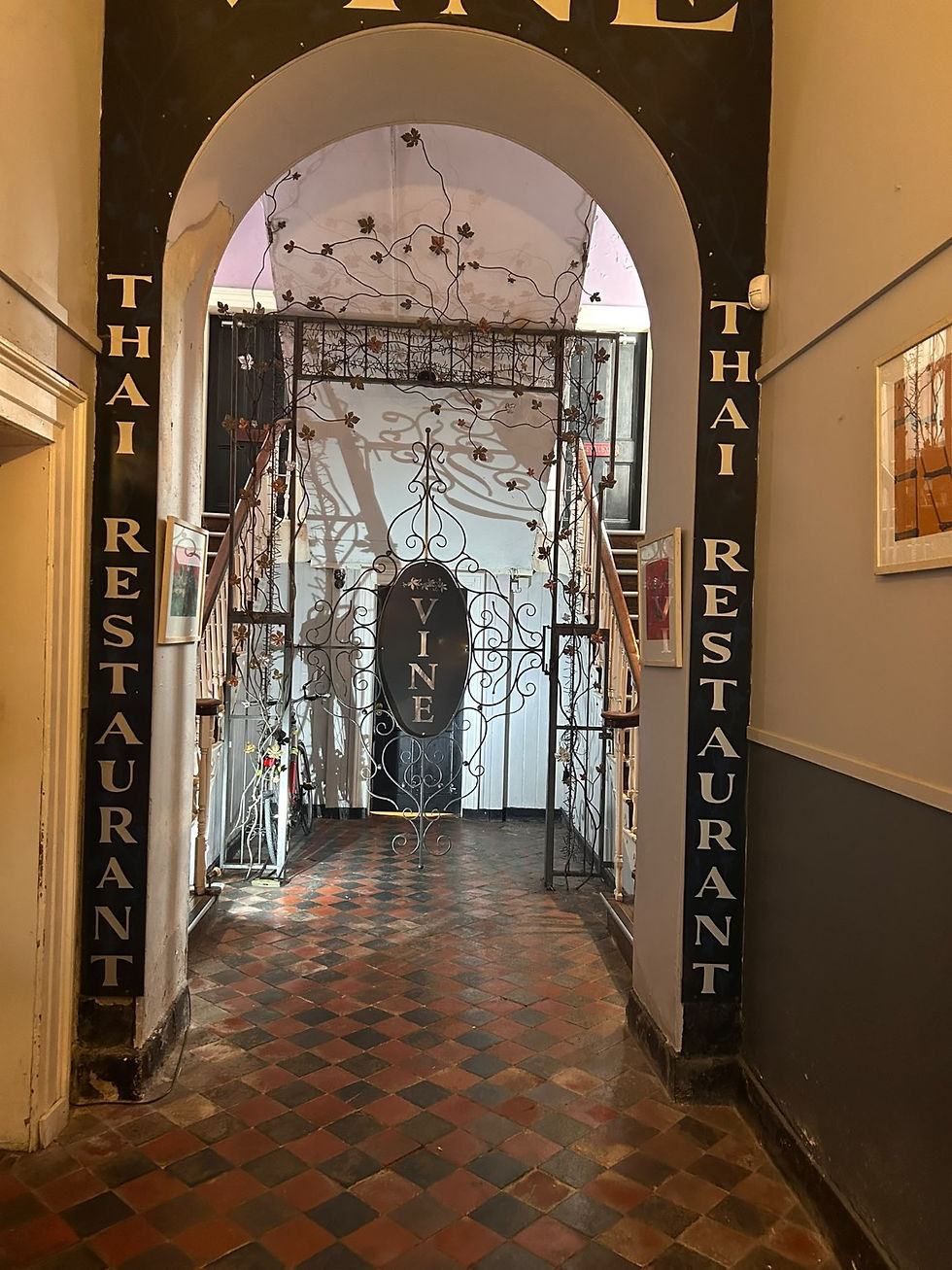 Old-world entrance hall and staircase at Vine Restaurant Wexford