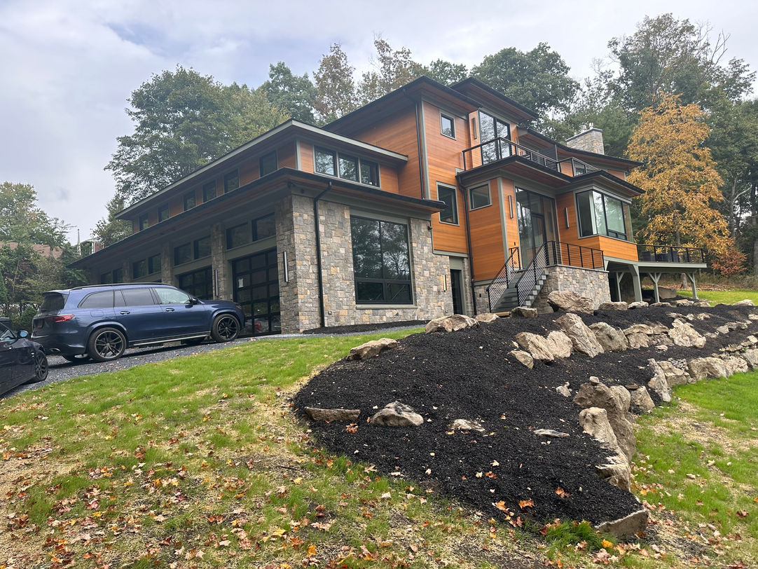 Finished exterior garage side