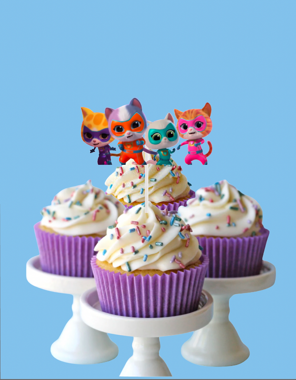 Thumbnail: Superkitties Cupcake Toppers/Party Favors/Kid's Birthday/Kitties Theme