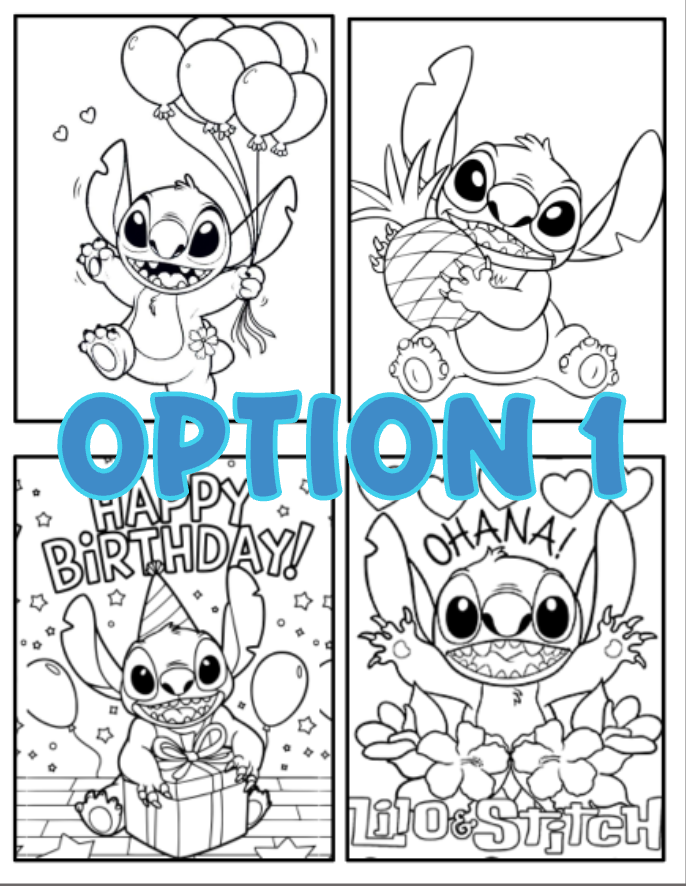 Thumbnail: Blue Hawaiian Alien Mini Coloring Pages, Crayons Included/Party Favors/Birthday