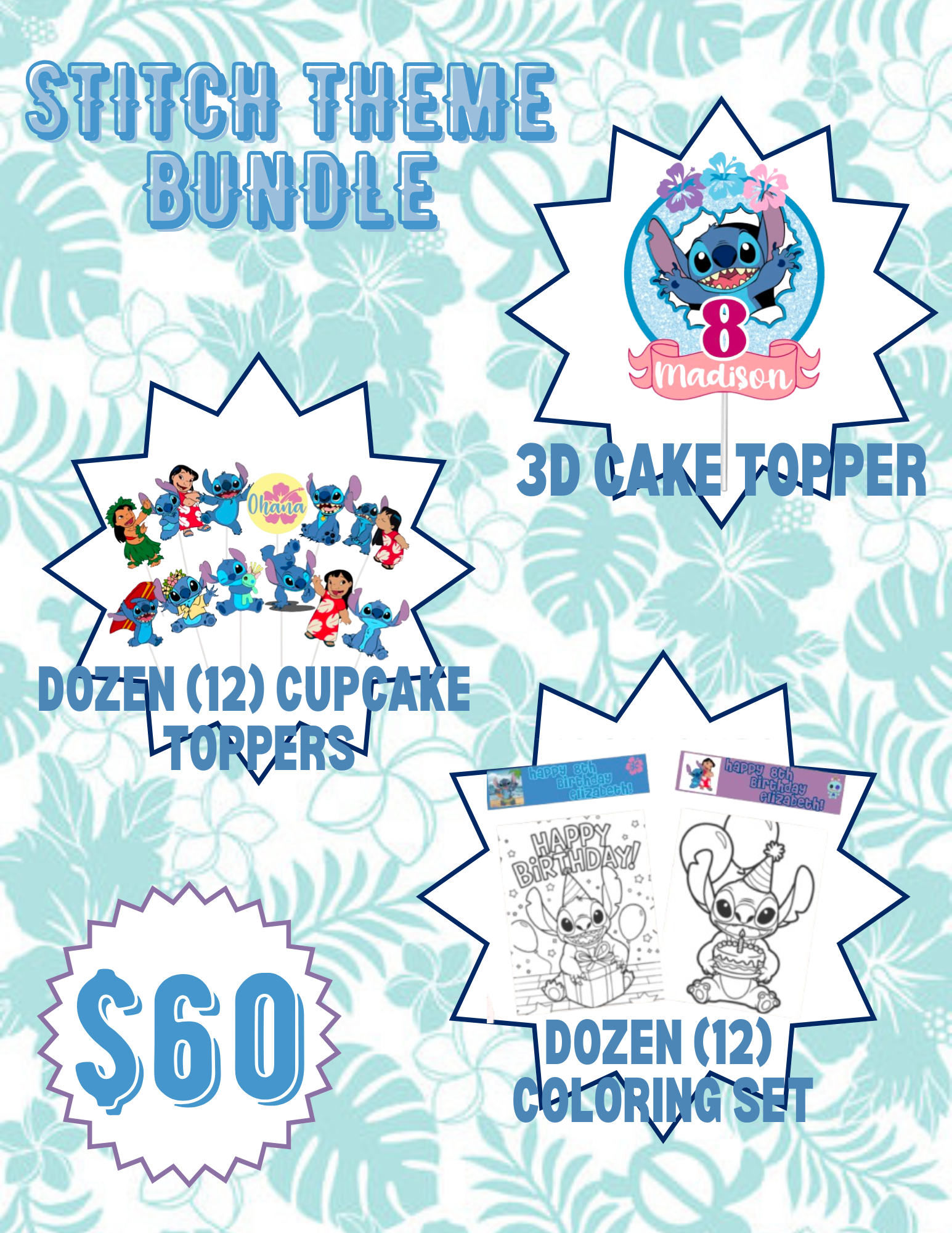Blue Hawaiian Alien Theme Party Bundle/Birthday Theme/Hawaiian Birthday