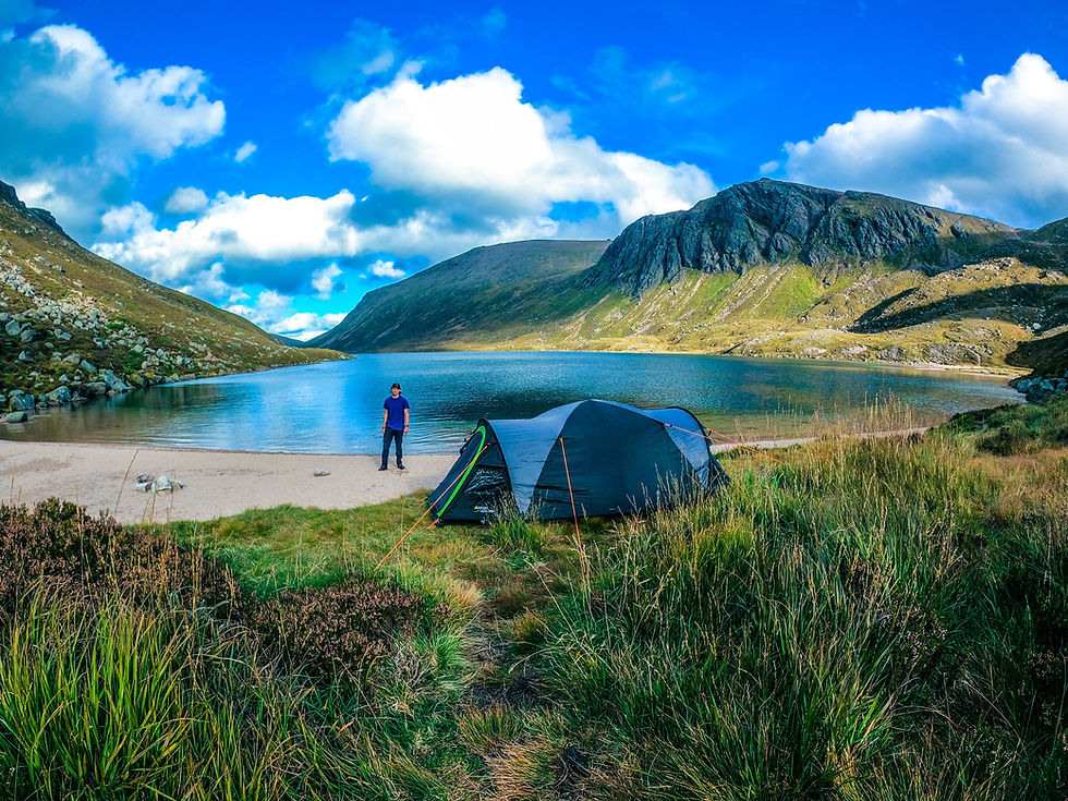 Alex Camping in Cairngorms, Scotland
