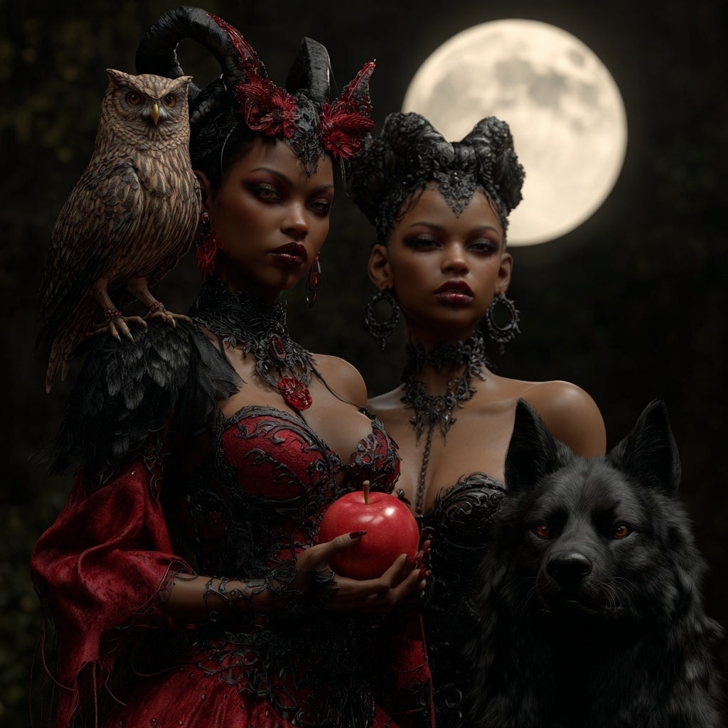 Black Moon Divine Feminine Embrace: Lilith & Hecate