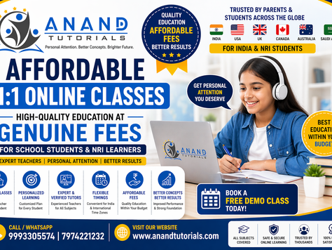 Affordable 1:1 Online Classes for Students – High-Quality Education at Genuine Fees
